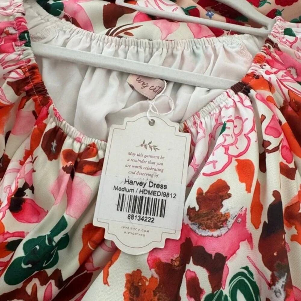 IVY CITY CO Harvey Tent Maxi Dress Pink Cream Red Floral Sz M NWT {DD21} - Picture 9 of 9